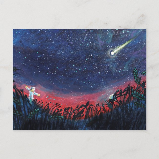Make a Wish on a Shooting Star Illustration Holiday Postcard (Front)