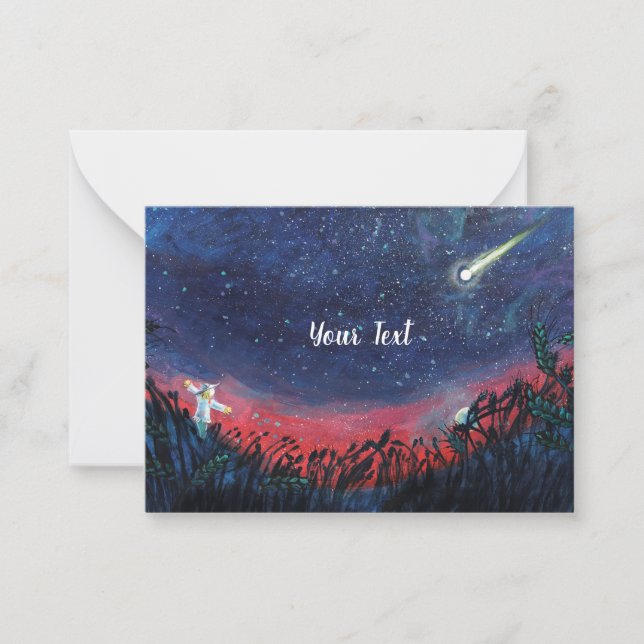 Make a Wish on a Shooting Star Illustration   Note Card (Front)