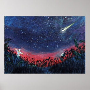 Make a Wish on a Shooting Star Illustration Poster