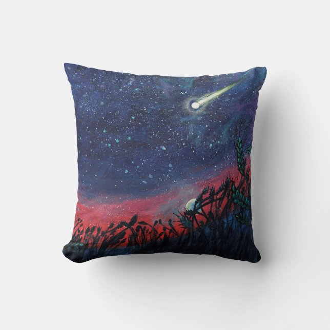 Make a Wish on a Shooting Star Illustration  Throw Pillow (Front)