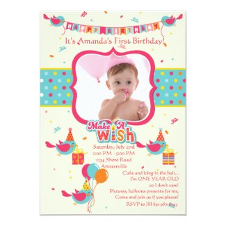 Make a Wish Photo Birthday Party Invitation