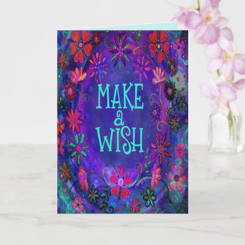 Make a Wish Pretty Purple Birthday Happy  Card