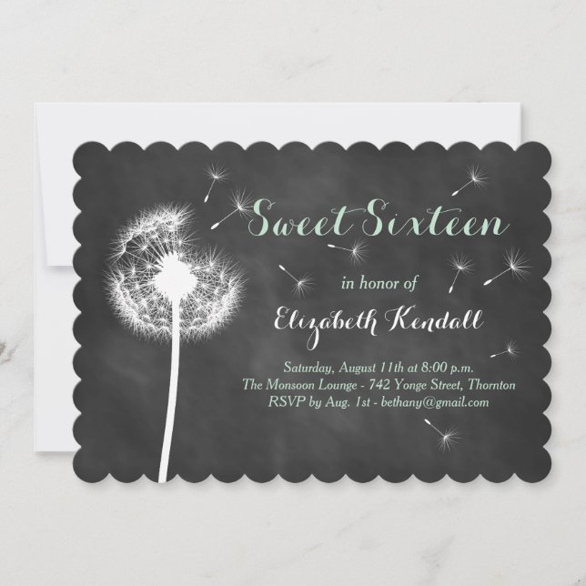 Make a Wish! Sweet Sixteen Invitation (mint) (Front)