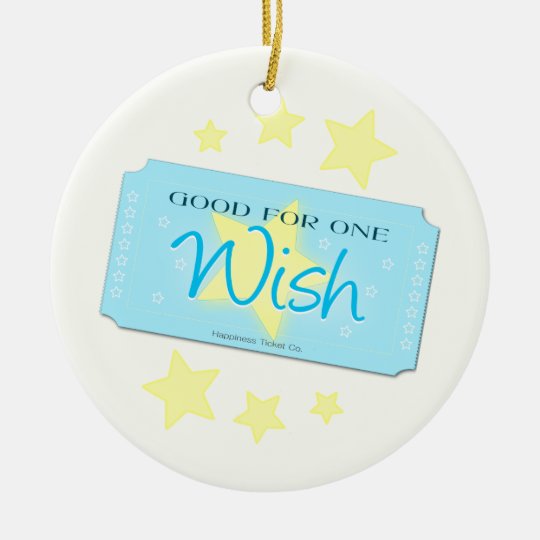 Make a Wish Ticket Ceramic Ornament