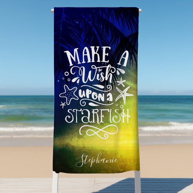 Make A Wish Upon A Starfish Cute Personalized Beach Towel (Creator Uploaded)