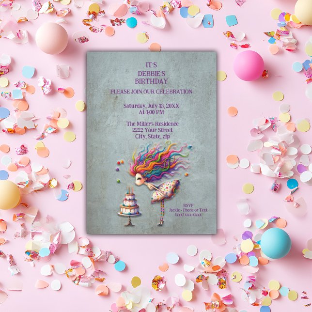 Make A Wish Whimsical Birthday Girl Invitation (Creator Uploaded)