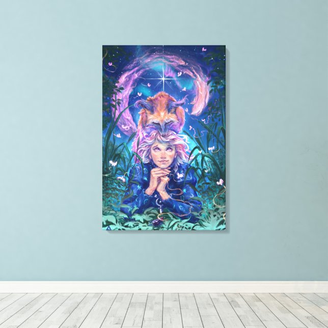 Make a wish with Magicfox- fantasy art Canvas Print (Insitu(Wood Floor))