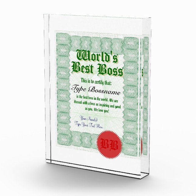Make a World's Best Boss Certificate Award (Right)