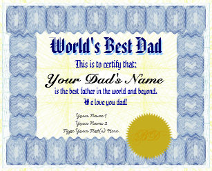 worlds best dad certificate gifts on zazzle