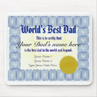Make a World's Best Dad Certificate Mousepad