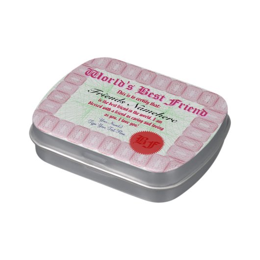 Make a World's Best Friend Certificate Candy Tin (Side)