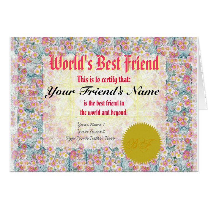 Make a World's Best Friend Certificate Greeting Card