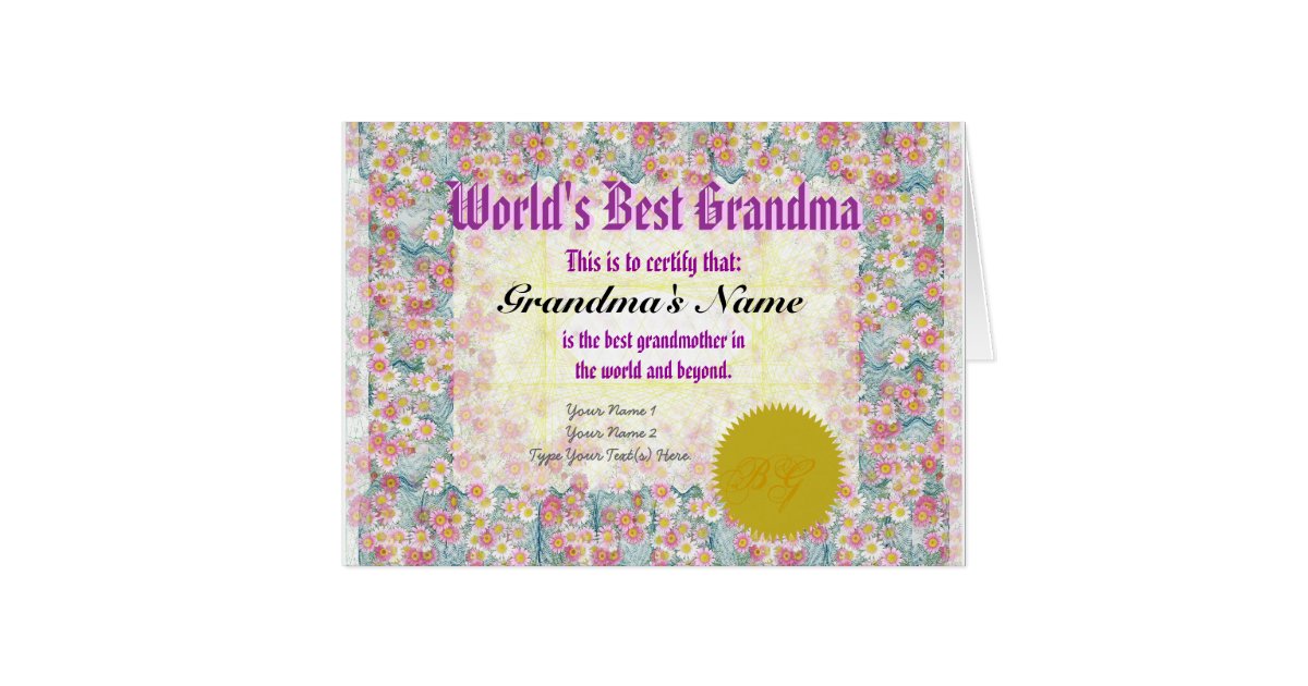 Make a World's Best Grandma Award Certificate Card | Zazzle