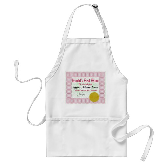 Make a World's Best Mom Award Certificate Apron (Front)