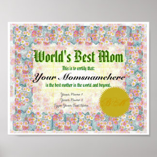 Make a World's Best Mom Certificate Print