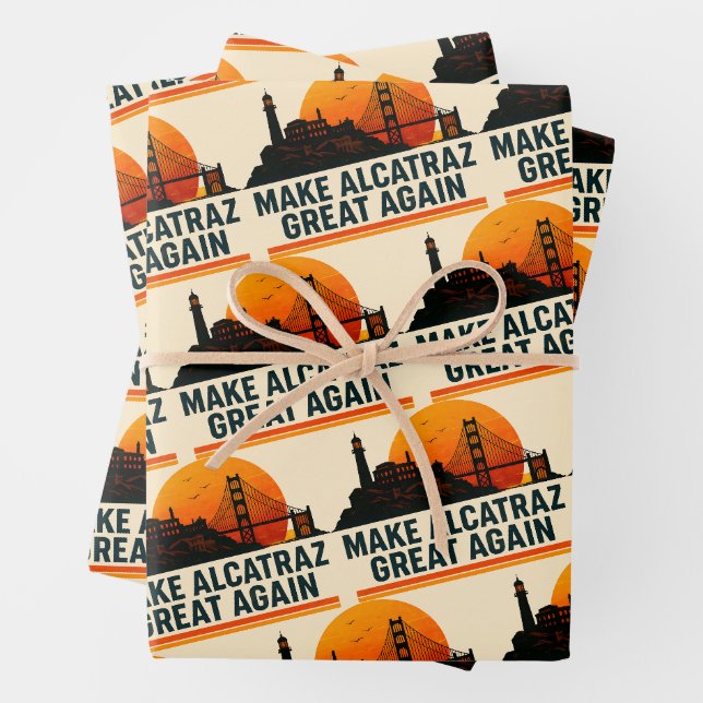 Make Alcatraz Great Again Funny Wrapping Paper Sheets (In situ)