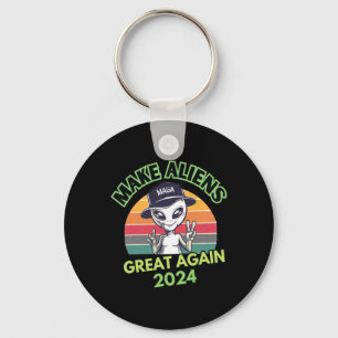Make Aliens Great Again Funny Mega Trump Ufo 2024 Keychain