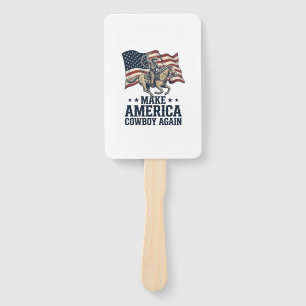 Make America Cowboy Again Patriotic Western Shirt_ Hand Fan