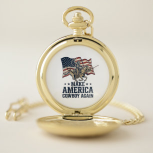 Make America Cowboy Again Patriotic Western Shirt_ Pocket Watch