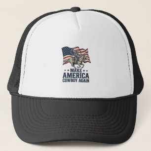 Make America Cowboy Again Patriotic Western Shirt_ Trucker Hat