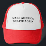 Make America Debate Again Cap<br><div class="desc">We are championing a fresh initiative: "Make America Debate Again!"

Imagine a world where expressing your opinion sparks meaningful discussions rather than arguments. We believe that through respectful debate,  we can mend relationships,  foster understanding—even with differing viewpoints—and ultimately contribute to restoring what makes America truly great.</div>