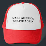 Make America Debate Again Cap<br><div class="desc">We are championing a fresh initiative: "Make America Debate Again!"

Imagine a world where expressing your opinion sparks meaningful discussions rather than arguments. We believe that through respectful debate,  we can mend relationships,  foster understanding—even with differing viewpoints—and ultimately contribute to restoring what makes America truly great.</div>