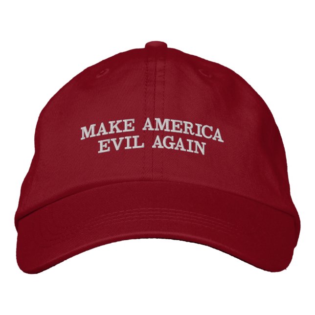 MAKE AMERICA EVIL AGAIN EMBROIDERED BASEBALL CAP (Front)
