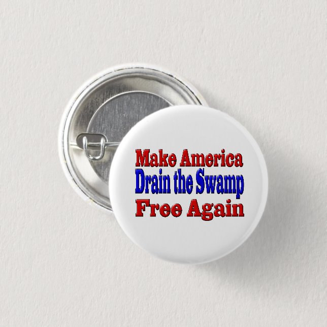 Make America Free Drain the Swamp red blue  Button (Front & Back)