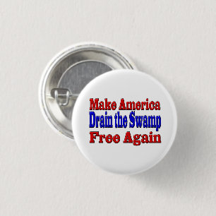 Make America Free Drain the Swamp red blue Button