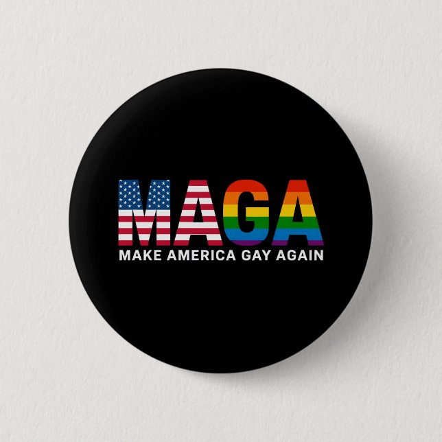 Make America Gay Again Gay Pride 2025 LGBTQ+  Button (Front)