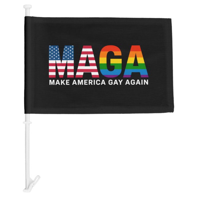 Make America Gay Again Gay Pride 2025 LGBTQ+  Car Flag (Front)