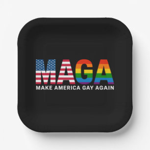 Make America Gay Again Gay Pride 2025 LGBTQ+ Paper Plates