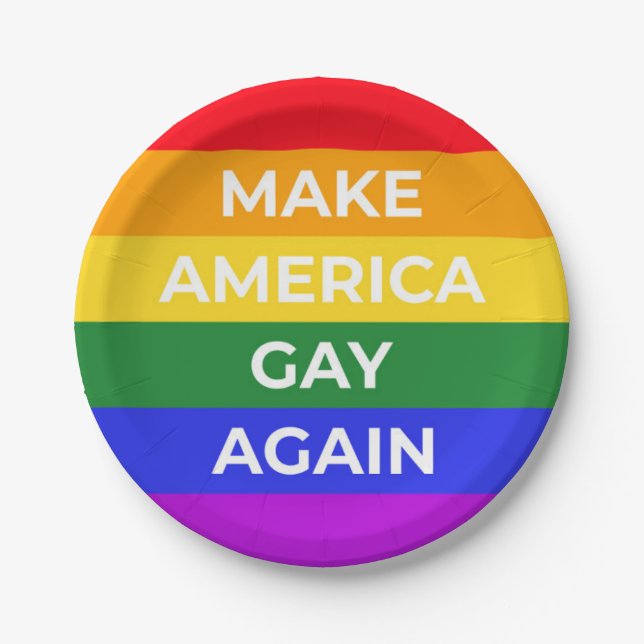 Make America Gay Again Paper Plates (Front)
