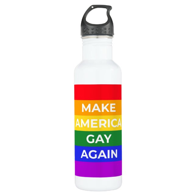 Make America Gay Again Stainless Steel Water Bottle (Front)