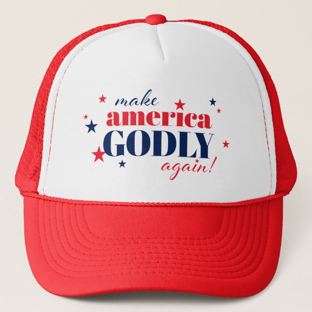 Make America Godly Again Patriotic Trucker Hat (Front)