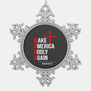 Make America Godly Again Trump Inaguration Maga  Snowflake Pewter Christmas Ornament