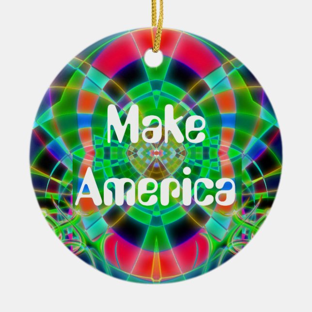 "Make America Groovy Again" Ceramic Ornament (Front)