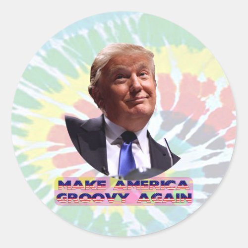 Make America Groovy Again Tie_Die Round Sticker