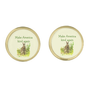 Make America Kind Again Bunny Rabbit Cufflinks