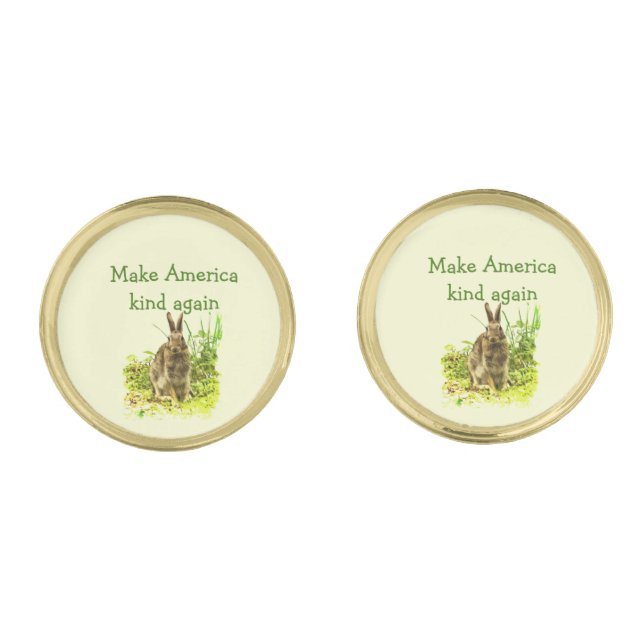 Make America Kind Again Bunny Rabbit Cufflinks (Front)