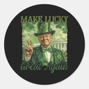 Make America Lucky Again Trump Beer Shamrock St Pa Classic Round Sticker