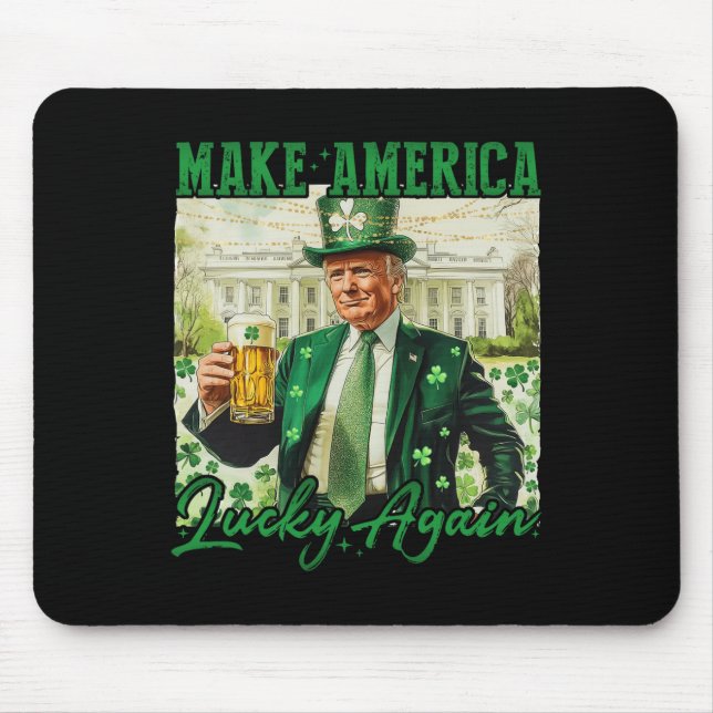Make America Lucky Again Trump St Patricks Day Bee Mouse Pad (Front)