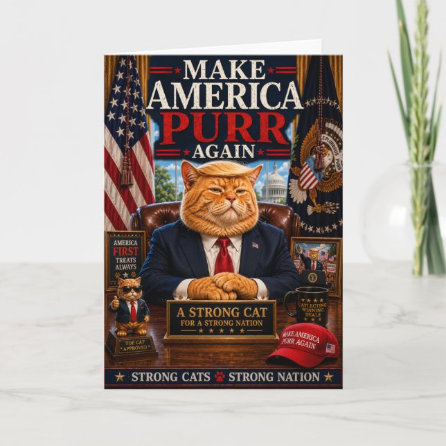 Make America Purr Again - Funny Political Cat Card (Front)