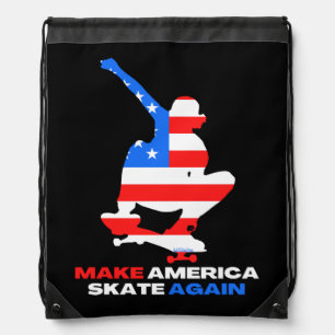 MAKE AMERICA SKATE AGAIN ollie grab edition Drawstring Bag