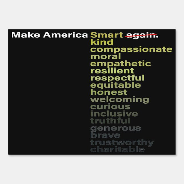 Make America Smart, Kind... Again Sign (Back)