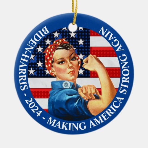 Make America Strong Again Biden Harris 2024 Ceramic Ornament