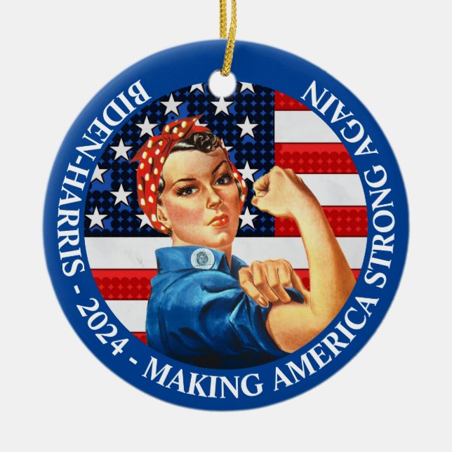 Make America Strong Again Biden Harris 2024 Ceramic Ornament (Front)
