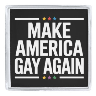 Make American Gay Again Funny Gay Pride Month Silver Finish Lapel Pin