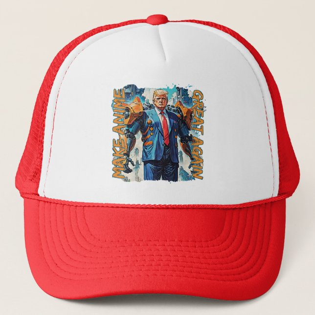 Make Anime Great Again - Mecha Trump Trucker Hat (Front)