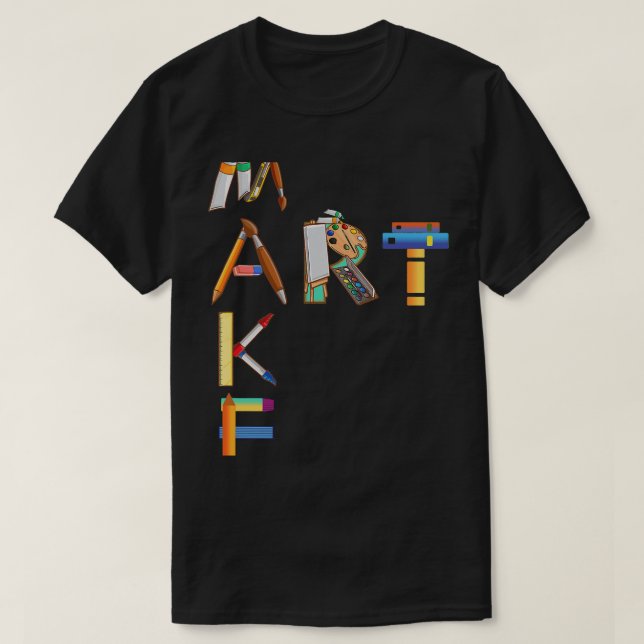 Make Art Artist Paint Palette and Brushes Painter  T-Shirt (Design Front)